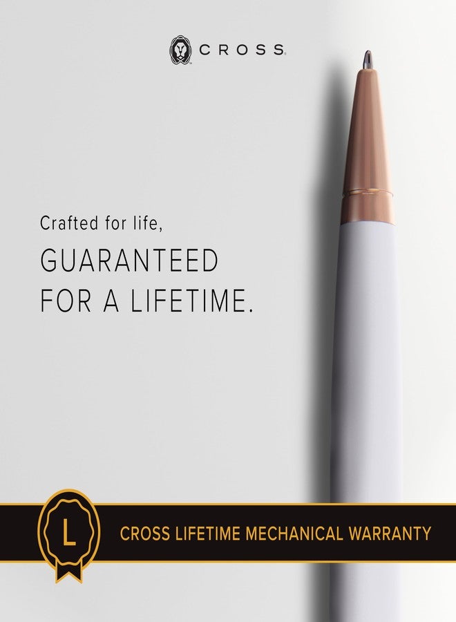 كروس قلم حبر جاف قابل لإعادة التعبئة من كروس كاليه، مُقدّم في علبة هدايا فاخرة - سن متوسط، حبر أسود، أبيض وذهبي وردي - Image 3